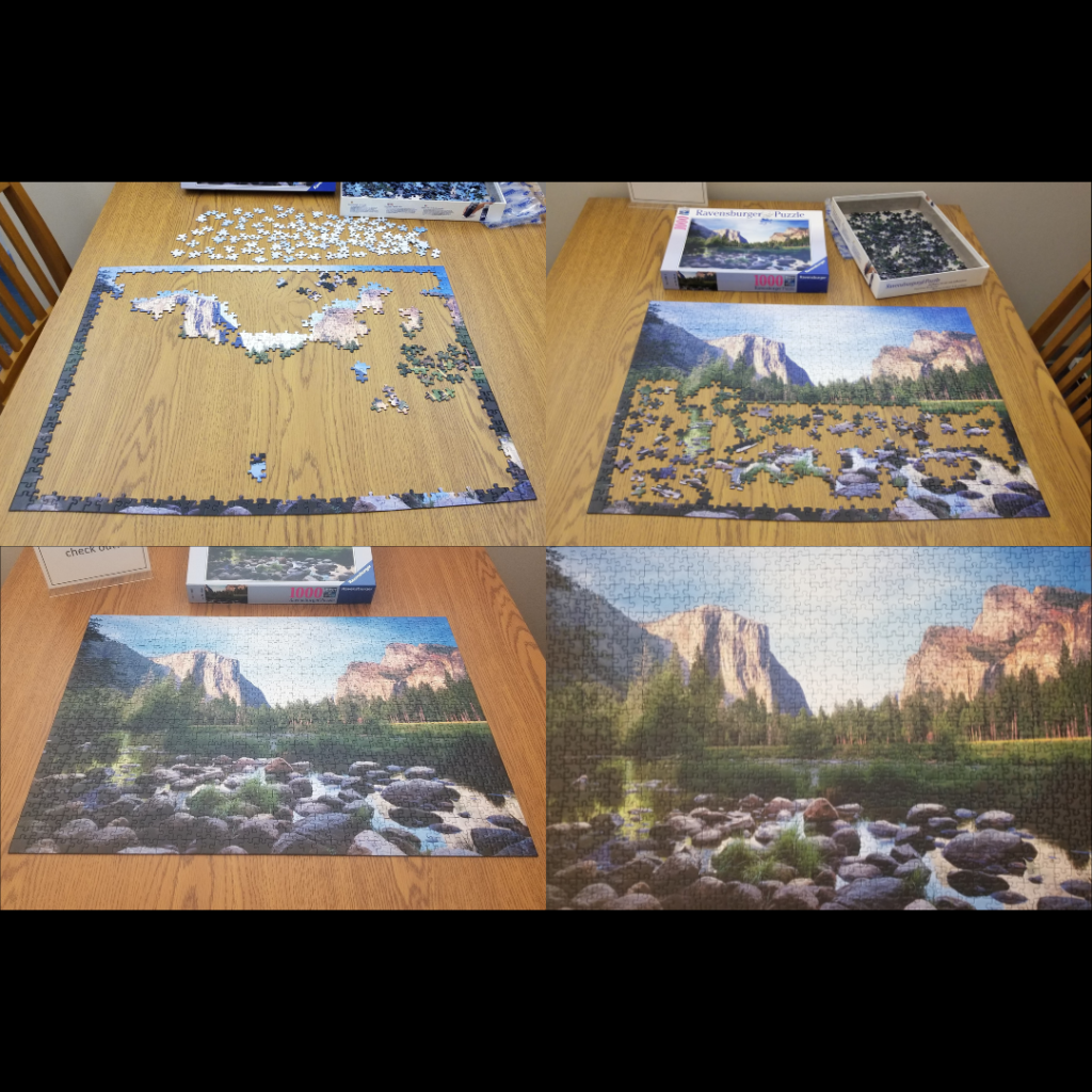 An series of images showing the puzzle at various stages of completion.