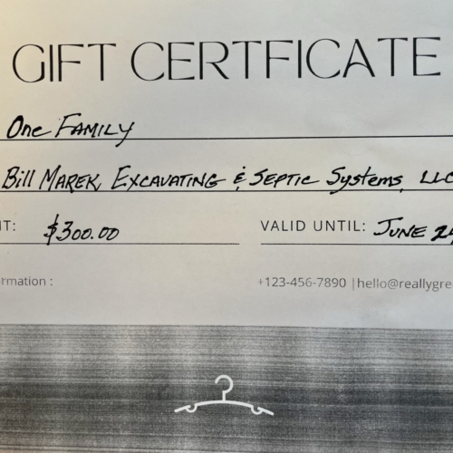 Marek's Septic Service Gift Certificate